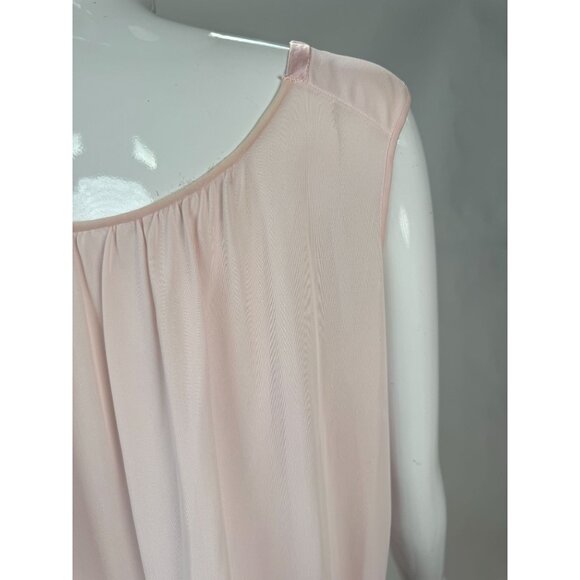 Vintage Sears 100% Nylon Pink Sleeveless Nightgown With Floral Embroidery Size M - Picture 14 of 16